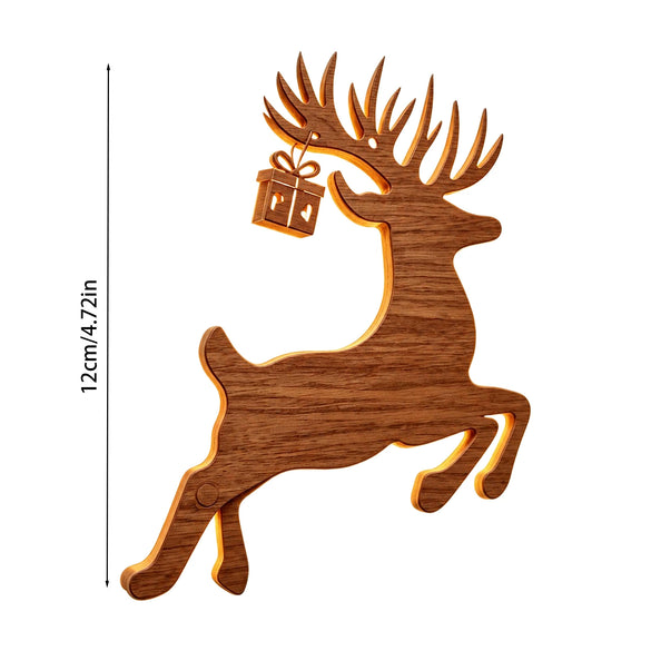 Lightup Wooden Reindeer Wall Sticker Selfadhesive Christmas Decoration With Printed Finish For Festive Home And Commercial Decor