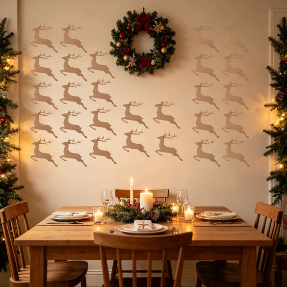 Lightup Wooden Reindeer Wall Sticker Selfadhesive Christmas Decoration With Printed Finish For Festive Home And Commercial Decor