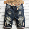 Lined Jeans Men'S Ragged Five-Point Beggar Pants Four Seasons Trendy Brand Personalized Men'S Jeans Jeansmen