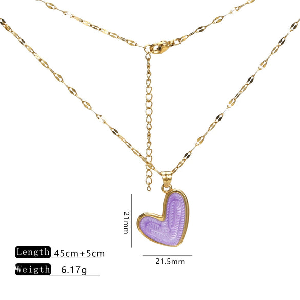 Lip Chain Necklace Stainless Steel Heart Shape Electroplating Little Fresh Style Jewelry