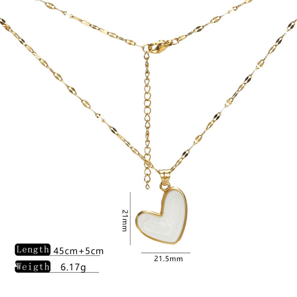 Lip Chain Necklace Stainless Steel Heart Shape Electroplating Little Fresh Style Jewelry