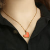 Lip Chain Necklace Stainless Steel Heart Shape Electroplating Little Fresh Style Jewelry
