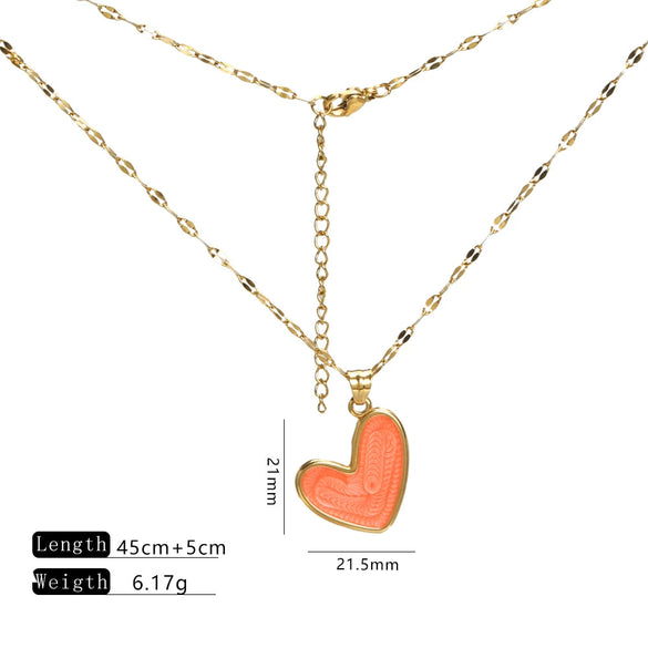 Lip Chain Necklace Stainless Steel Heart Shape Electroplating Little Fresh Style Jewelry