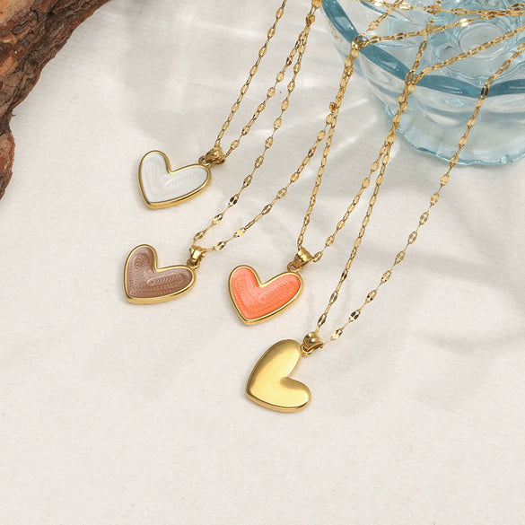 Lip Chain Necklace Stainless Steel Heart Shape Electroplating Little Fresh Style Jewelry