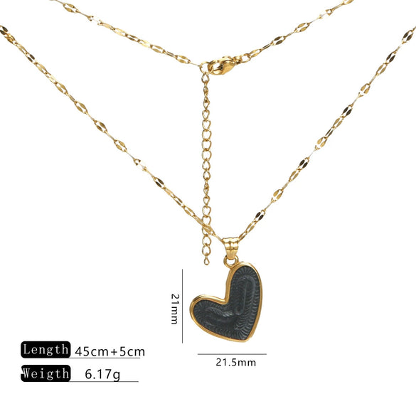 Lip Chain Necklace Stainless Steel Heart Shape Electroplating Little Fresh Style Jewelry