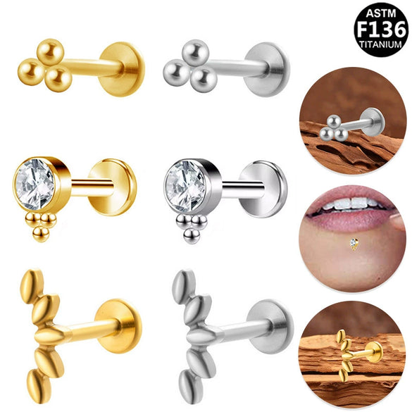 Lip Nail Earring Titanium Alloy Copper Stainless Steel Geometric Electroplating Welding Ball Diamond Unisex