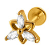 Lip Nail Piercing Earrings Stainless Steel Heart Shape Gold Electroplated