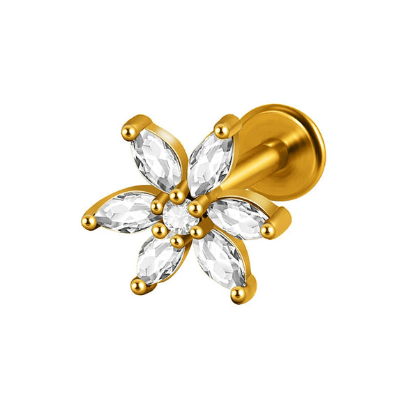 Lip Nail Piercing Earrings Stainless Steel Heart Shape Gold Electroplated