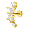 Lip Nail Piercing Earrings Stainless Steel Heart Shape Gold Electroplated