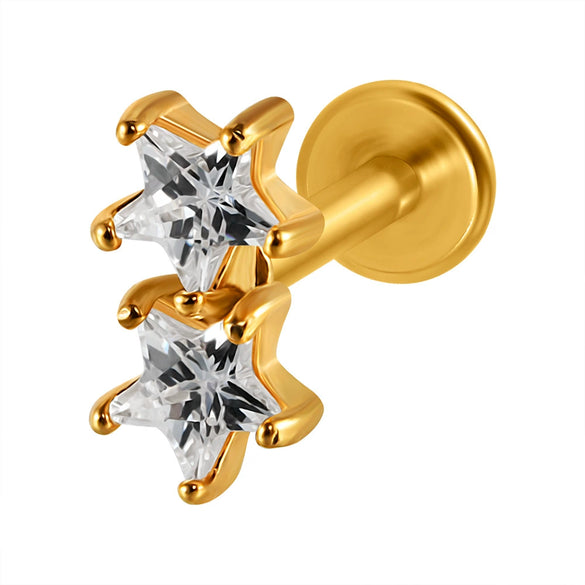 Lip Nail Piercing Earrings Stainless Steel Heart Shape Gold Electroplated