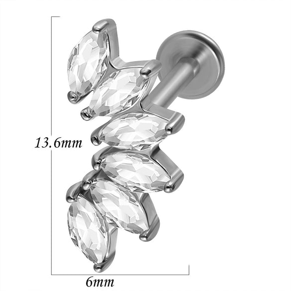 Lip Nail Piercing Earrings Stainless Steel Heart Shape Gold Electroplated