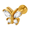 Lip Nail Piercing Earrings Stainless Steel Heart Shape Gold Electroplated