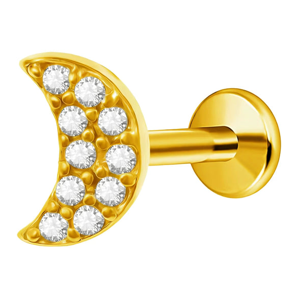 Lip Nail Piercing Earrings Stainless Steel Heart Shape Gold Electroplated