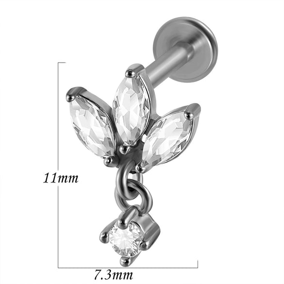 Lip Nail Piercing Earrings Stainless Steel Heart Shape Gold Electroplated