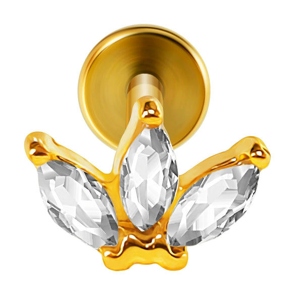 Lip Nail Piercing Earrings Stainless Steel Heart Shape Gold Electroplated