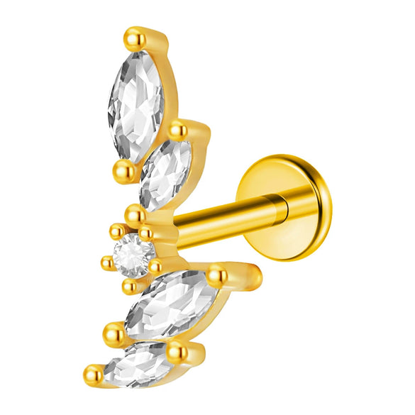 Lip Nail Piercing Earrings Stainless Steel Heart Shape Gold Electroplated