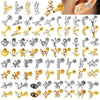 Lip Nail Piercing Earrings Stainless Steel Heart Shape Gold Electroplated