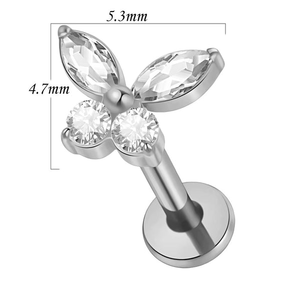 Lip Nail Piercing Earrings Stainless Steel Heart Shape Gold Electroplated