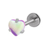 Lip Ring Stainless Steel Heartshaped Glitter Film Stone Oil Process Dark Love Pink And Blue