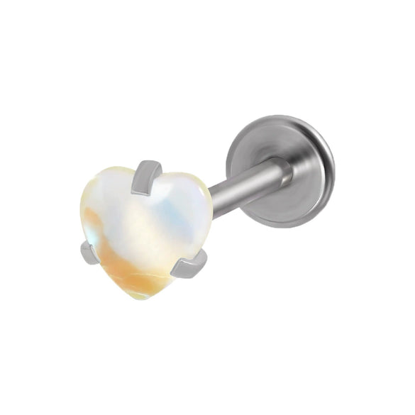 Lip Ring Stainless Steel Heartshaped Glitter Film Stone Oil Process Dark Love Pink And Blue