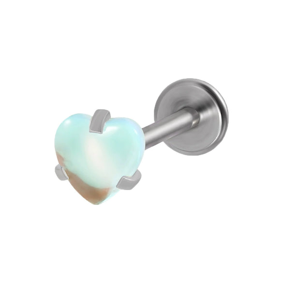 Lip Ring Stainless Steel Heartshaped Glitter Film Stone Oil Process Dark Love Pink And Blue