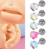 Lip Ring Stainless Steel Heartshaped Glitter Film Stone Oil Process Dark Love Pink And Blue