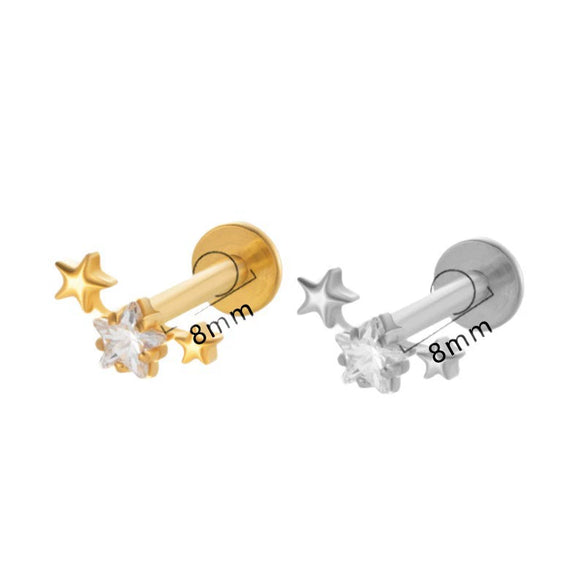 Lip Stud And Ear Stud Pure Titanium And Titanium Alloy With Geometric Pattern Electroplated For Unisex