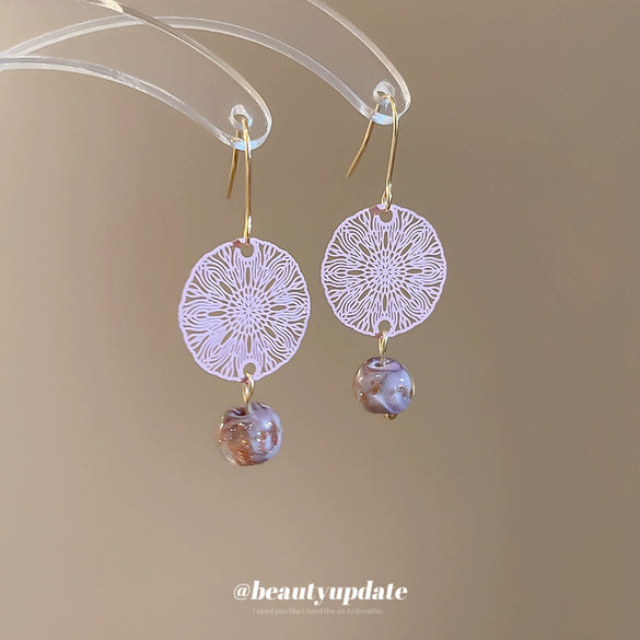 Liuli Hollow Window Grilles Geometric Earrings With Electroplating For Women