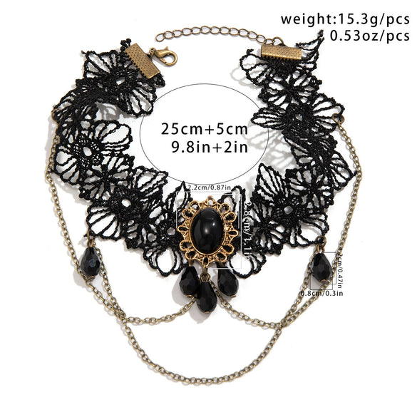Lolita Lace Imitation Crystal Handmade Arm Chain Leg Chain With Water Drop Tassel And Flower Pattern Gothic Style Jewelry For Women