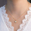 Lolita Vintage Lace Love Double Sided Shell Diamond Pendant Titanium Steel Heart Shaped Necklace