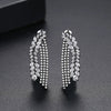 Long Branchshaped Geometric Copper Drop Earrings With Crystal Zircon Inlay And Electroplated Finish For Women