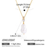 Long Geometric Glass Pearl Necklace In Stainless Steel With Vacuum Gold Plating For Women