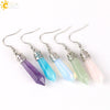 Long Hexagonal Prism Natural Crystal Gem Earrings For Women Personality Style Statement Jewelry