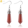 Long Hexagonal Prism Natural Crystal Gem Earrings For Women Personality Style Statement Jewelry