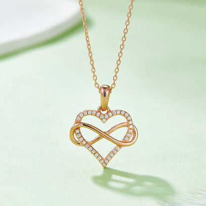 Long-Lasting Plated Moissanite Cable Chain Hollow Out Inlay Infinity Heart Shape FDJZ-056-Moissanite Pendant Necklace