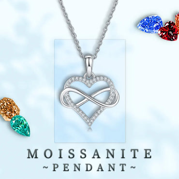 Long-Lasting Plated Moissanite Cable Chain Hollow Out Inlay Infinity Heart Shape FDJZ-056-Moissanite Pendant Necklace