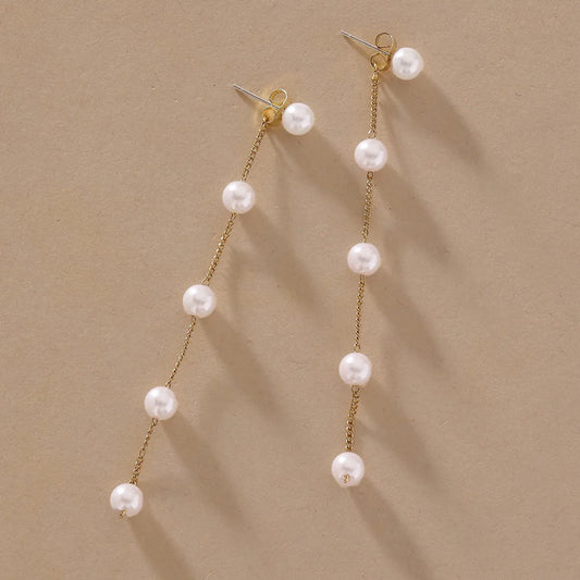 Long Pearl Tassel Earrings