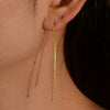 Long Tassel Round Bead Earrings In S925 Sterling Silver With Geometric Design For Women