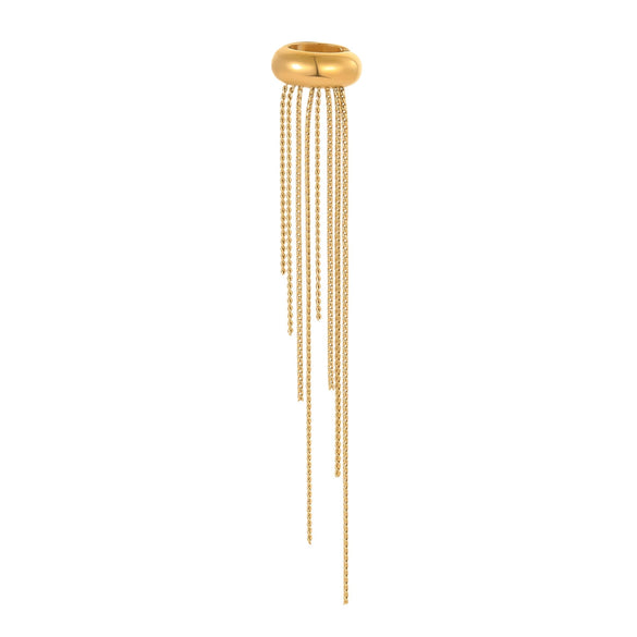 Long Tassel Stainless Steel 18K Gold Plated Ear Bone Clip Earrings Geometric Style For Women