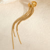 Long Tassel Stainless Steel 18K Gold Plated Ear Bone Clip Earrings Geometric Style For Women