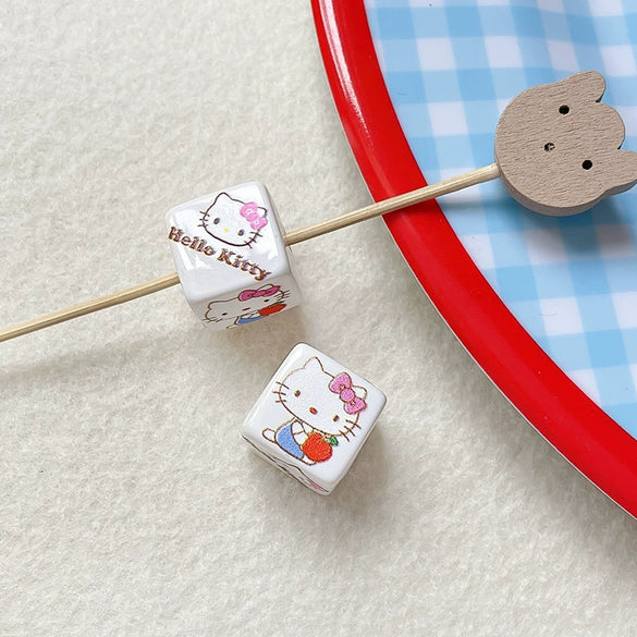 Loose Beads Acrylic And Plasticresin Square Beads With Kitty Cat Print For Diy Handmade Bracelet And Necklace Accessories
