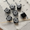 Loose Beads Acrylic Black And White Simple Cat Star Bow Square Line Geometric Diy Handmade Beading Material For Bracelet Necklace