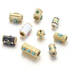 Loose Beads Stainless Steel Natural Stone Doublesided Enamel Oil Eye 18K Gold Vacuum Plated Eight Eyes Drum Beads