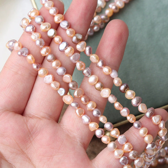 Loose Freshwater Baroque Pearls Candy Color Mixed Two Sided Special Shaped Beads
