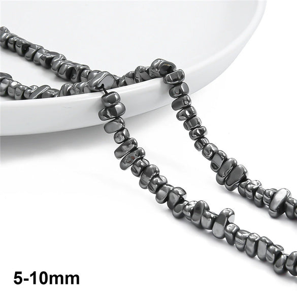 Loose Handmade Diy Black Stone Beads For Bracelet Necklace Ear Accessories Irregular Shaped Electroplated