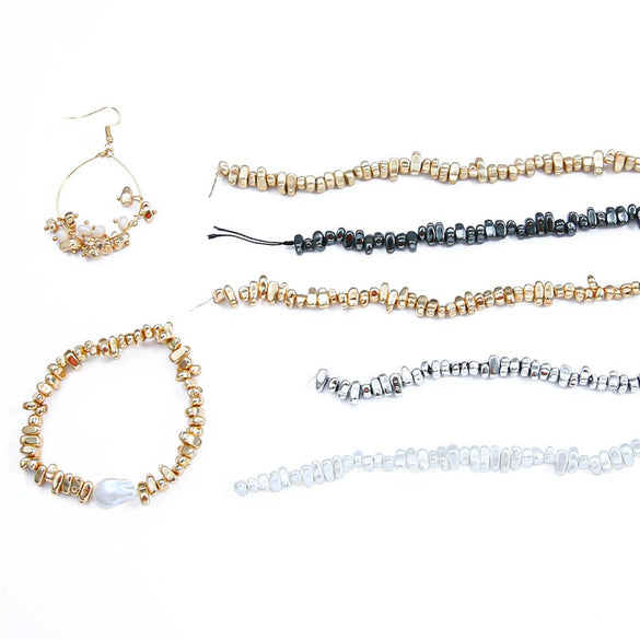 Loose Handmade Diy Black Stone Beads For Bracelet Necklace Ear Accessories Irregular Shaped Electroplated