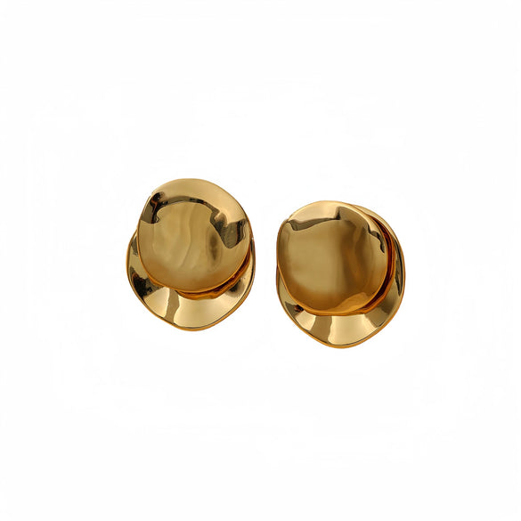 Lotus Drop Shape Titanium Steel Electroplated Fashionable Light Luxury Women's Earrings