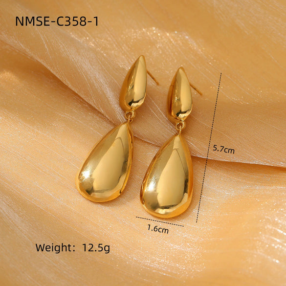 Lotus Drop Shape Titanium Steel Electroplated Fashionable Light Luxury Women's Earrings