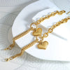Love Almond Heart Shaped Thick Chain Girl Bracelet In Titanium Steel With Gold Inlaid Design