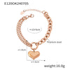 Love Almond Heart Shaped Thick Chain Girl Bracelet In Titanium Steel With Gold Inlaid Design